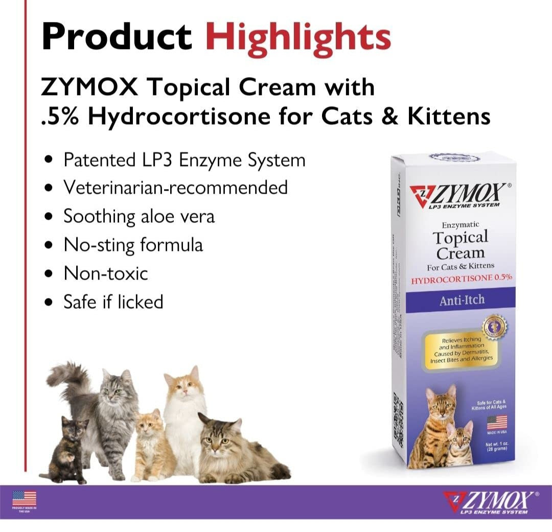 Zymox Topical Cream with 0.5% Hydrocortisone for Dogs and Cats, 1oz