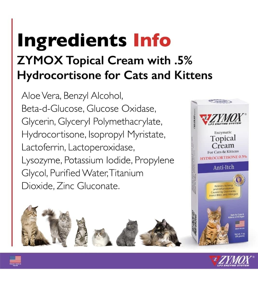 Zymox Topical Cream with 0.5% Hydrocortisone for Dogs and Cats, 1oz