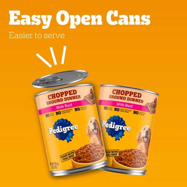 Pedigree chopped Ground dinner dog food with beef