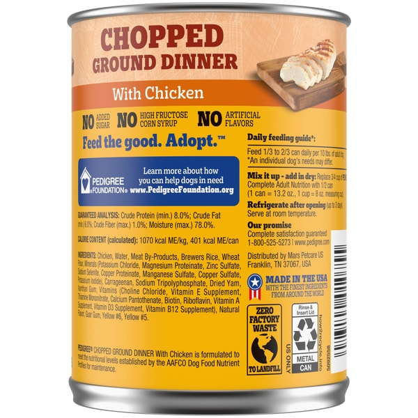 Pedigree chopped Ground dinner dog with chicken