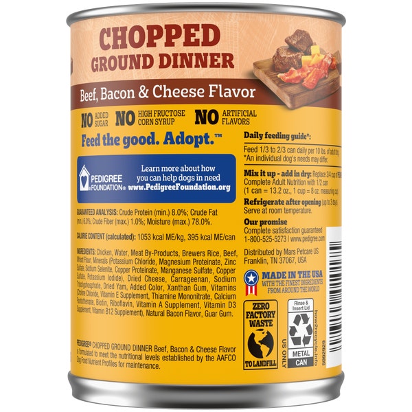 PEDIGREE® Wet Dog Food Chopped Ground Dinner with Beef, Bacon & Cheese Flavor 13.5 oz