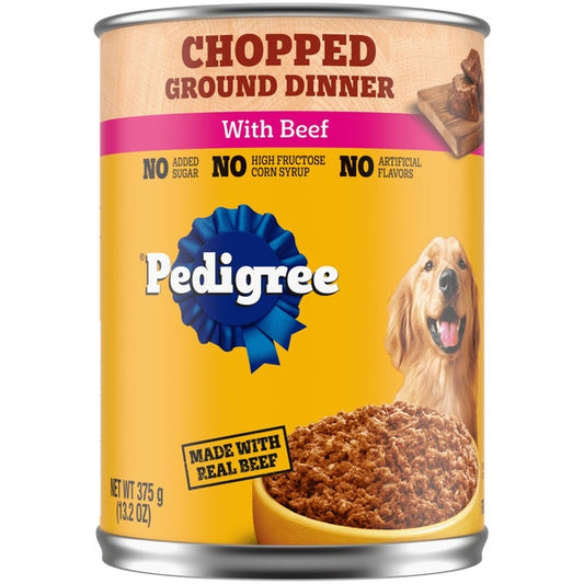 Pedigree chopped Ground dinner dog food with beef